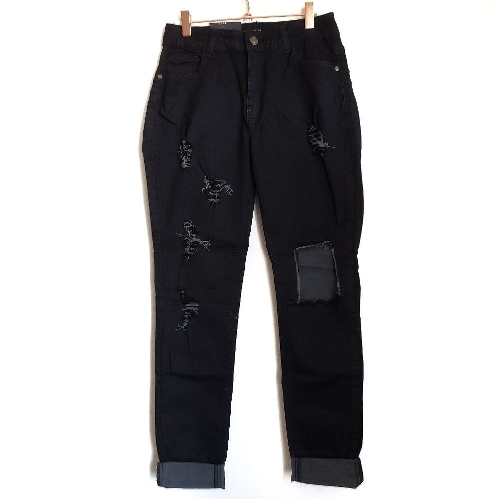Pasion Jeans Juniors Size 5 Black Distressed